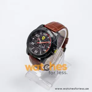 Ferrari Men’s Quartz Brown Leather Strap Black Dial 46mm Watch 830029