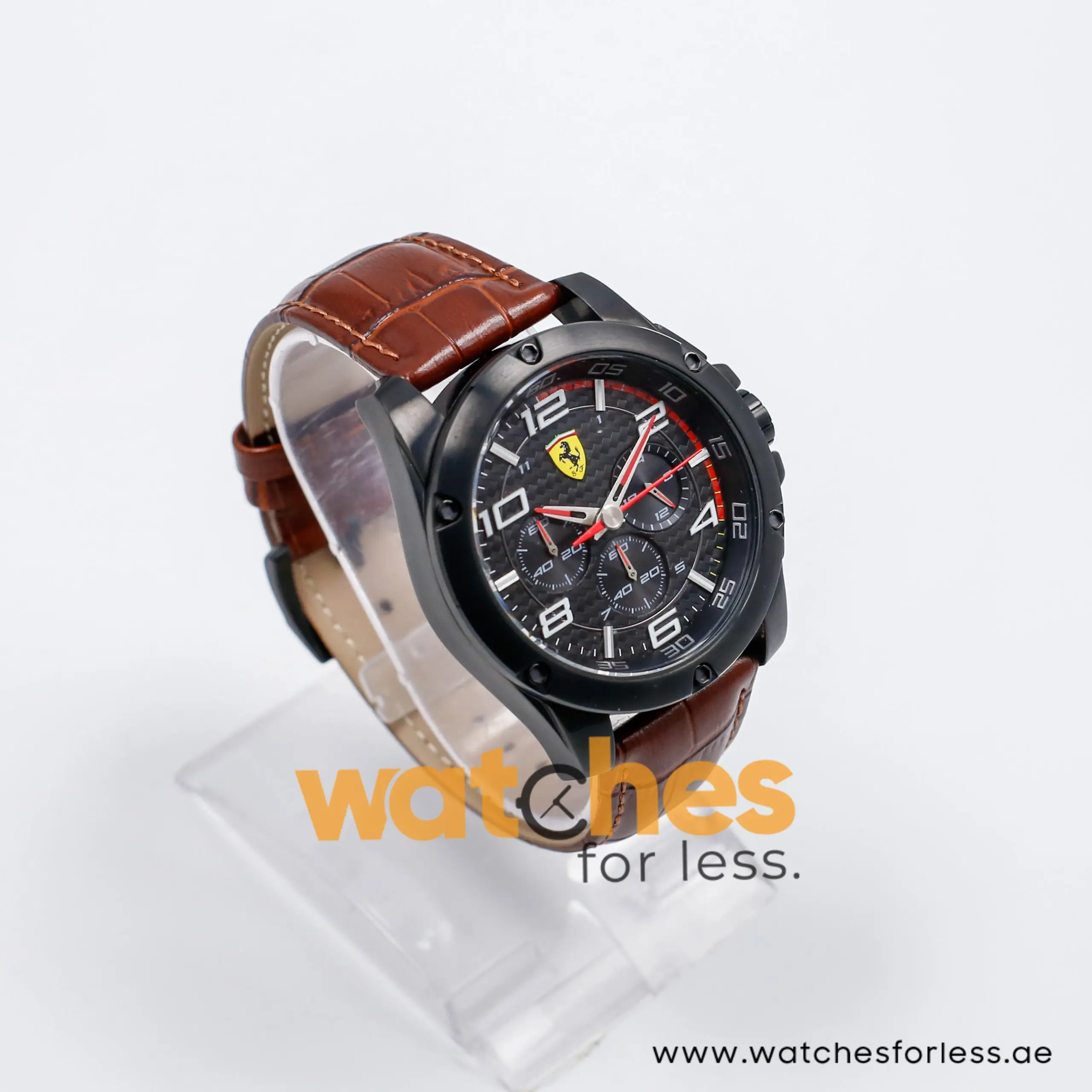 Ferrari Men’s Quartz Brown Leather Strap Black Dial 46mm Watch 830029