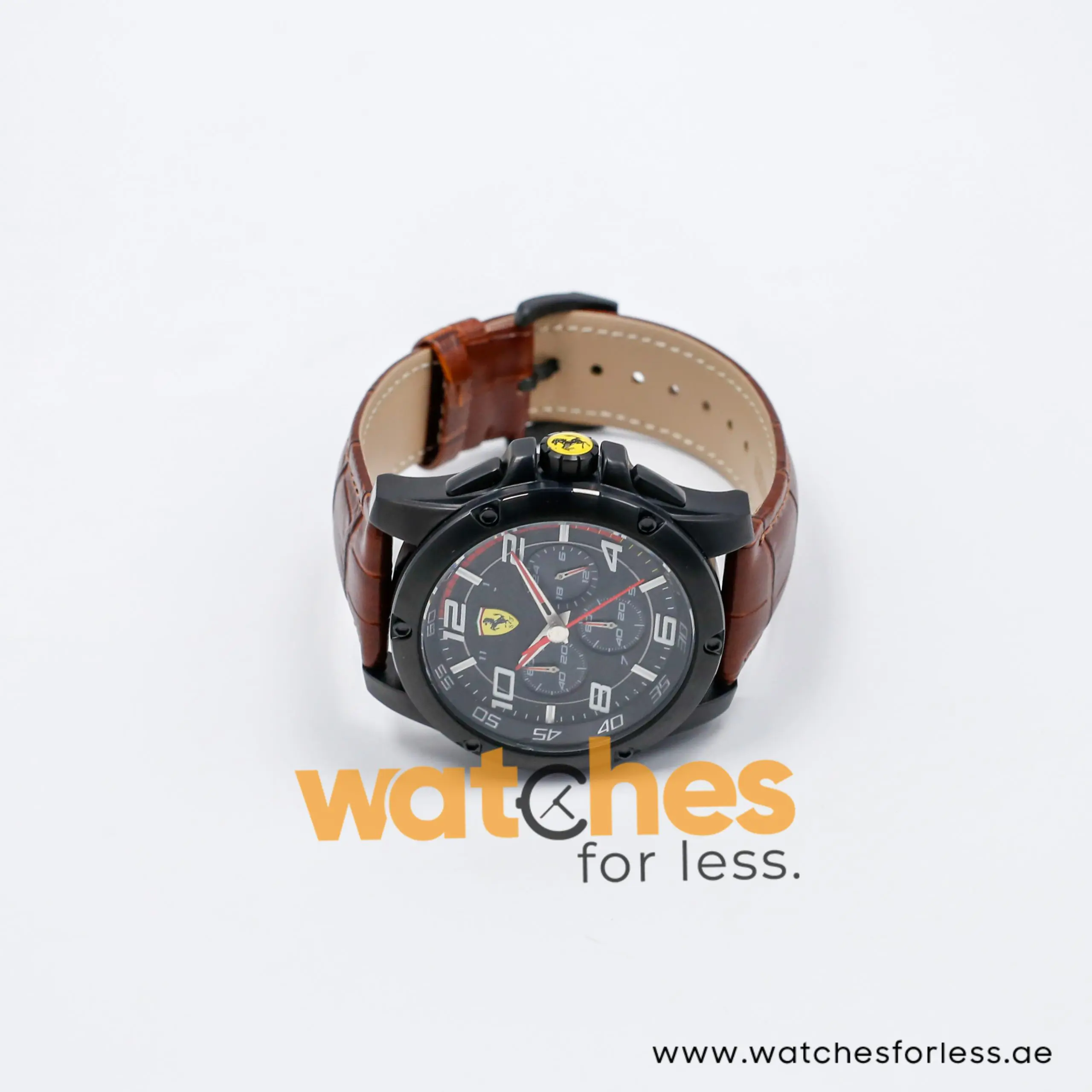 Ferrari Men’s Quartz Brown Leather Strap Black Dial 46mm Watch 830029