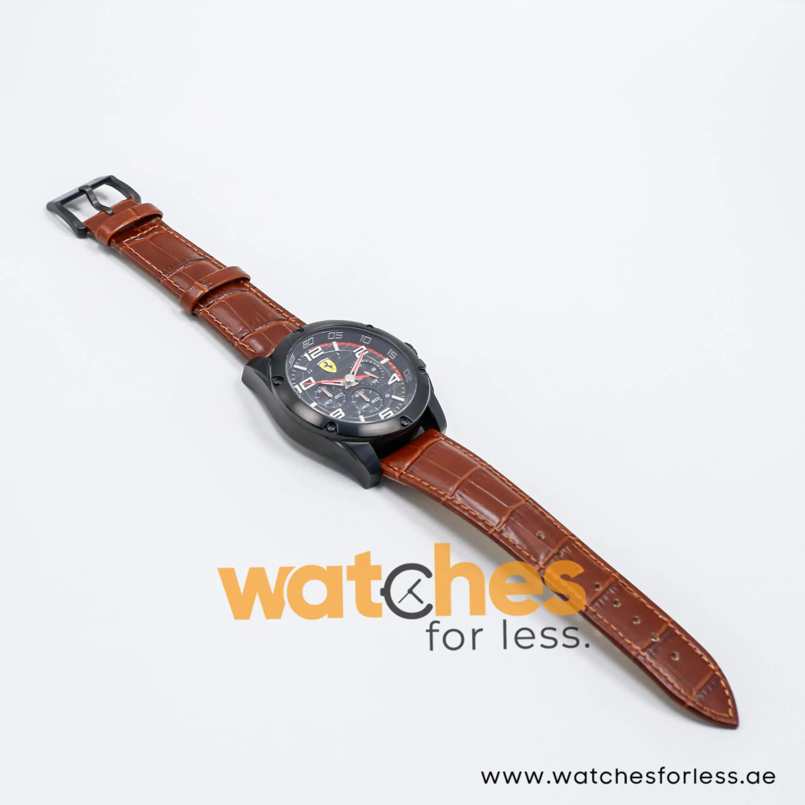 Ferrari Men’s Quartz Brown Leather Strap Black Dial 46mm Watch 830029