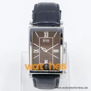 Hugo Boss Men’s Quartz Black Leather Strap Brown Dial 30mm Watch 1512416/1