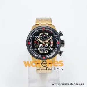 Invicta Men’s Quartz Gold Stainless Steel Black Dial 48mm Watch 17206