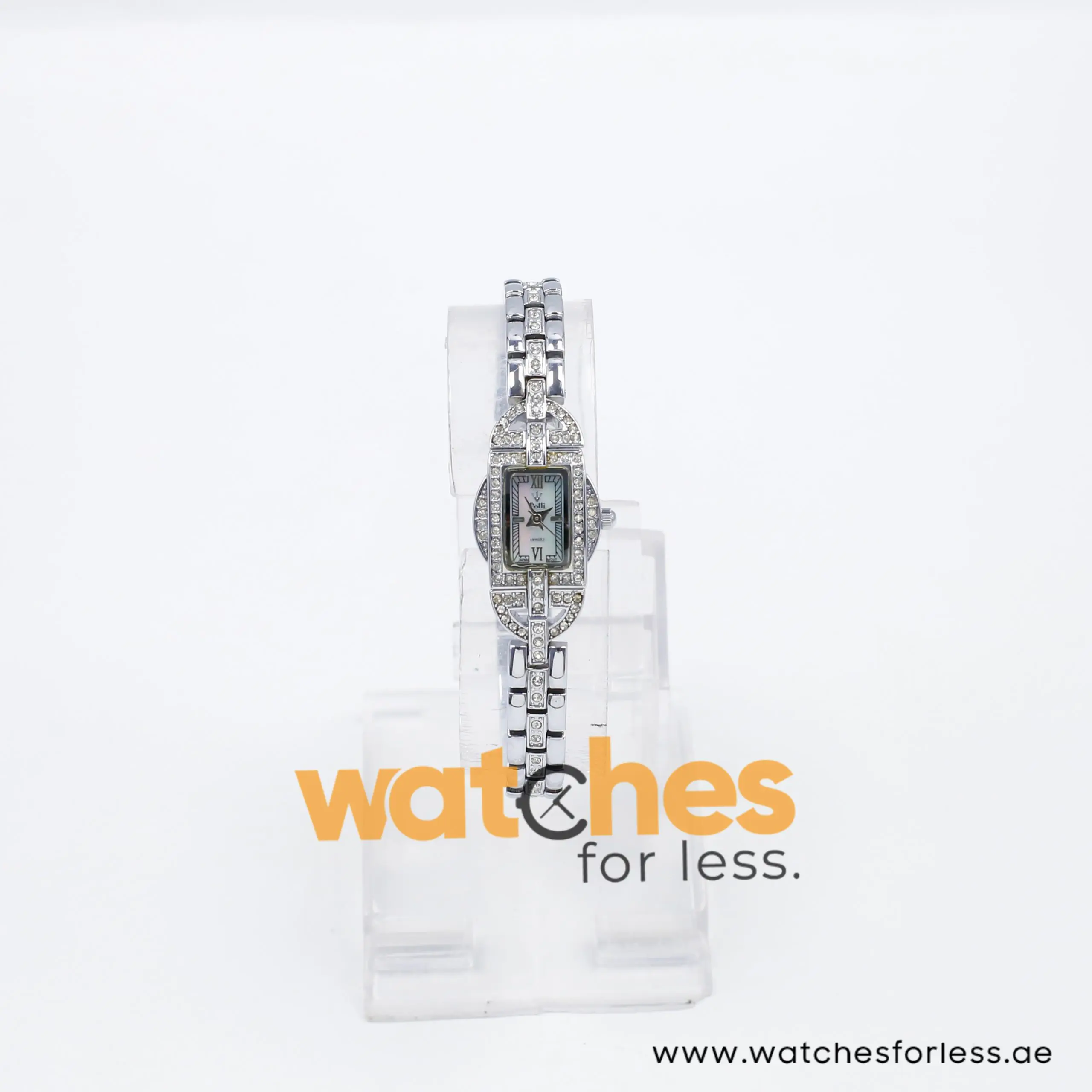 Polli Women’s Quartz Silver Pave Stainless Steel White Dial 17mm Watch P0009L/1