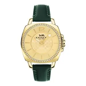 Coach Women’s Quartz Green Leather Strap Gold Dial 34mm Watch 14503982