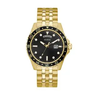 Guess Men’s Quartz Gold Stainless Steel Black Dial 44mm Watch GW0220G4
