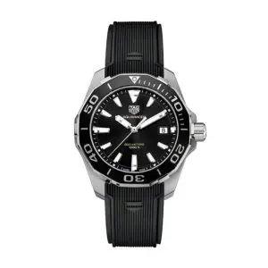 Tag Heuer Aquaracer Men’s Quartz Swiss Made Black Silicone Strap Black Dial 41mm Watch WAY111A.FT6151