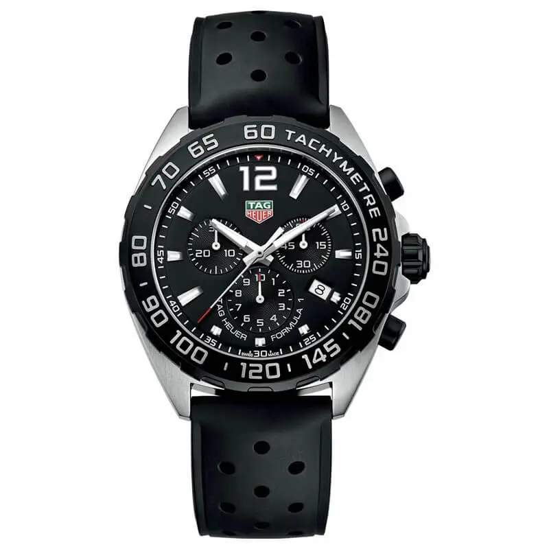Tag Heuer Formula 1 Men’s Quartz Swiss Made Black Silicone Strap Black Dial 43mm Watch CAZ1010.FT8024