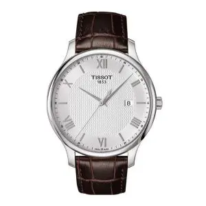 TISSOT Men’s Quartz Swiss Made Brown Leather Strap Silver Dial 42mm Watch T063.610.16.038.00
