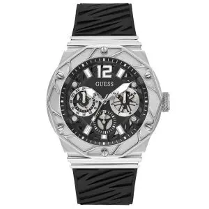 Guess Men’s Quartz Black Silicone Strap Black Dial 47mm Watch GW0634G1