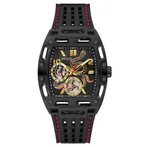 Guess Men’s Quartz Black Silicone Strap Black Dial 43mm Watch GW0857G1