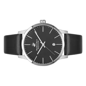 Beverly Hills Polo Club Men’s Quartz Black Leather Strap Black Dial 44mm Watch BP3057X.351