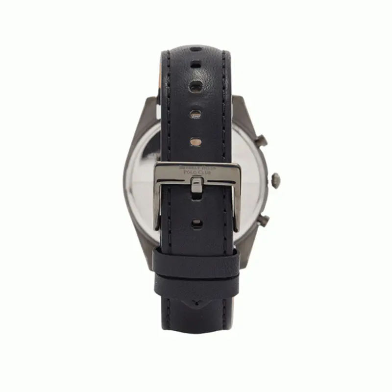 Beverly Hills Polo Club Men’s Quartz Black Leather Strap Black Dial 44mm Watch BP3028X.061