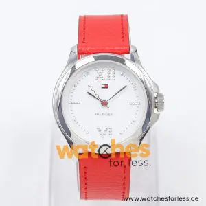 Tommy Hilfiger Women’s Quartz Red Leather Strap White Dial 39mm Watch 1781014