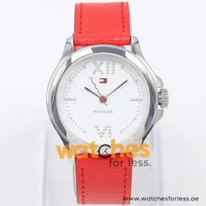 Tommy Hilfiger Women’s Quartz Red Leather Strap White Dial 39mm Watch 1781014