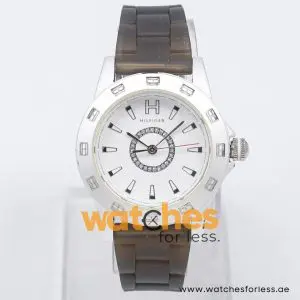 Tommy Hilfiger Women’s Quartz Dark Grey Silicone Strap White Dial 40mm Watch 1781101