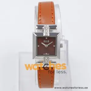 Elle Women’s Quartz Brown Leather Strap Dark Brown Dial 22mm Watch EL20021S04C