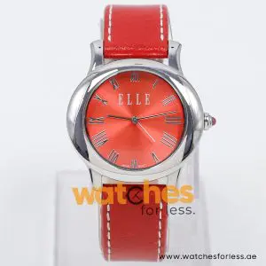 Elle Women’s Quartz Red Leather Strap Red Dial 38mm Watch EL20030S01N