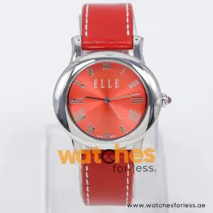 Elle Women’s Quartz Red Leather Strap Red Dial 38mm Watch EL20030S01N