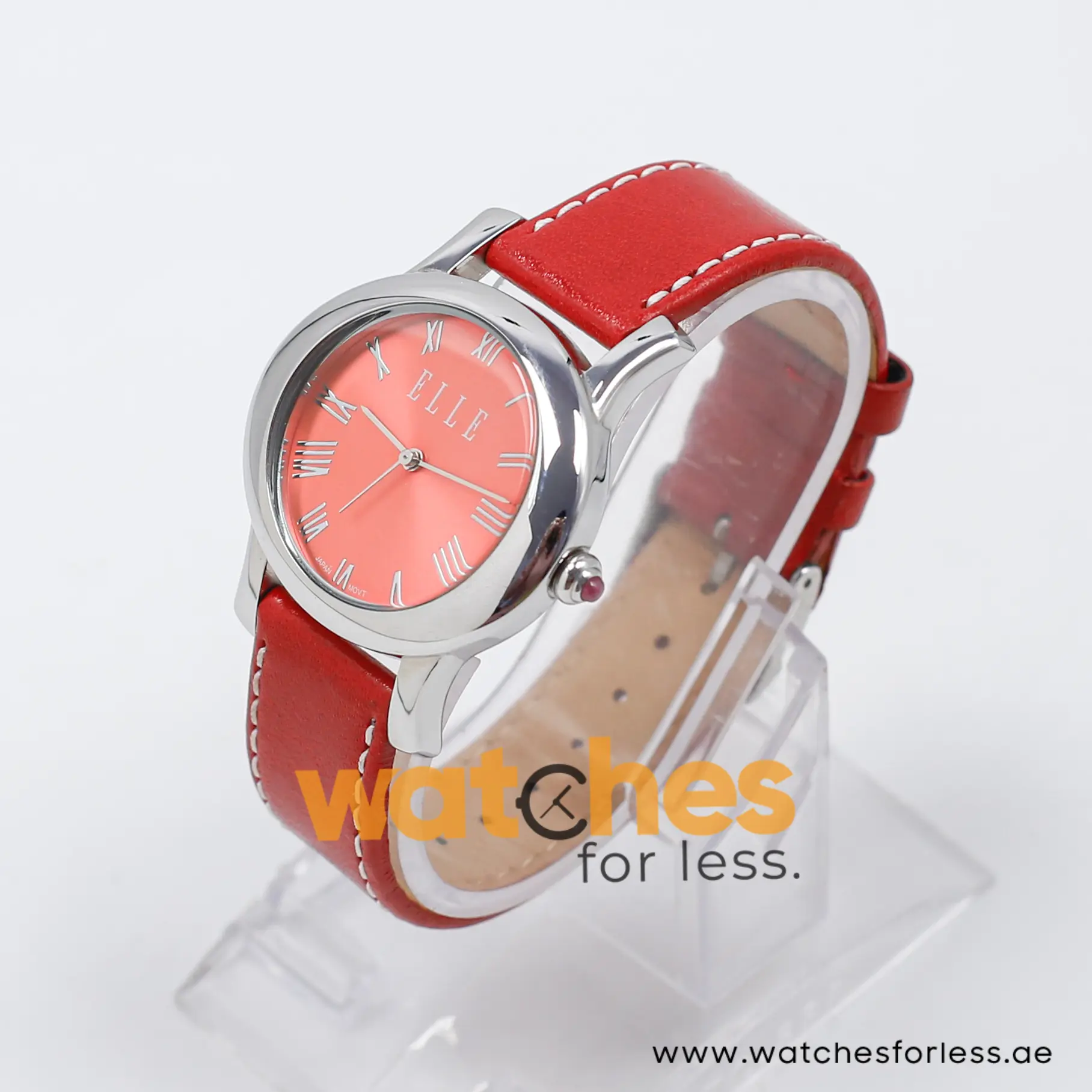 Elle Women’s Quartz Red Leather Strap Red Dial 38mm Watch EL20030S01N