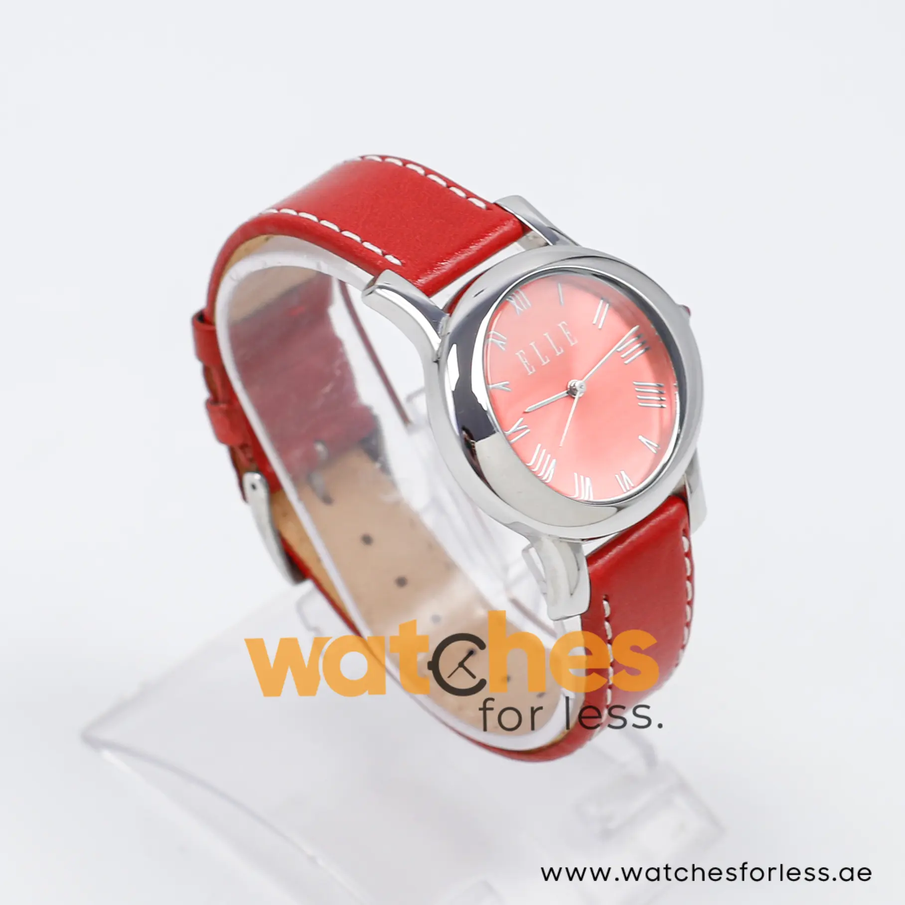 Elle Women’s Quartz Red Leather Strap Red Dial 38mm Watch EL20030S01N