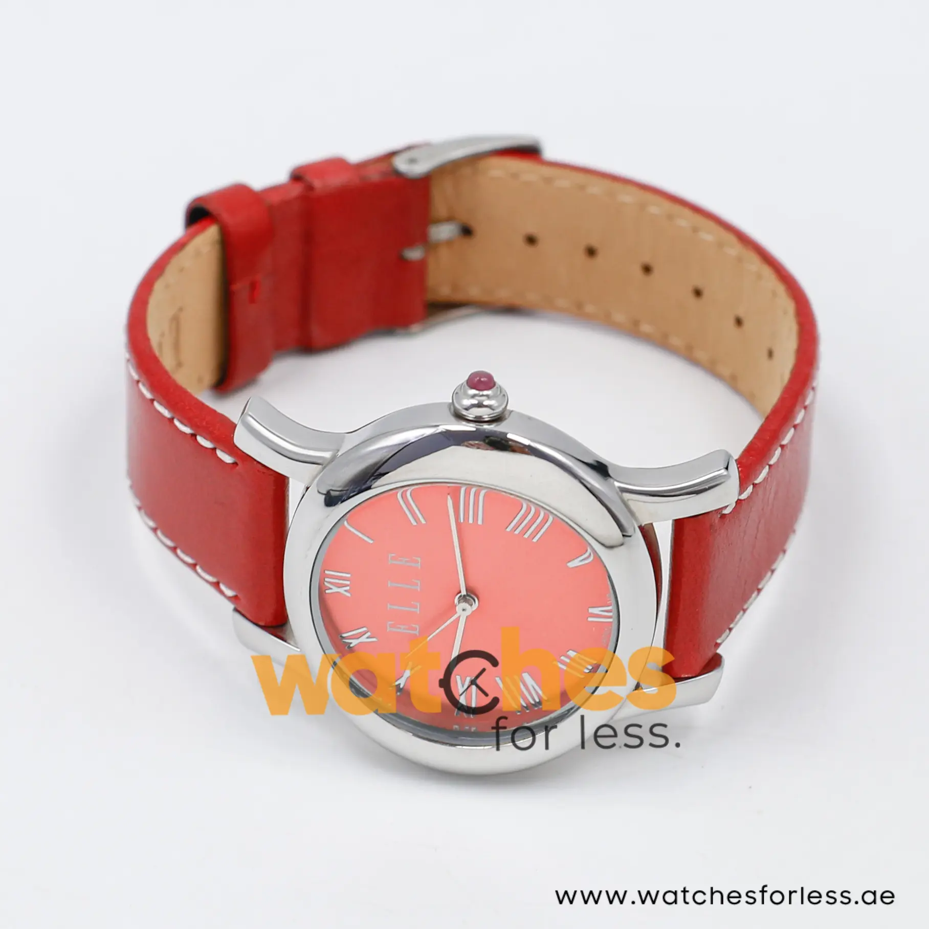 Elle Women’s Quartz Red Leather Strap Red Dial 38mm Watch EL20030S01N
