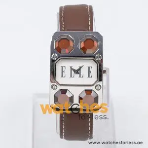 Elle Women’s Quartz Dark Brown Leather Strap White Dial 28mm Watch EL20072S04C