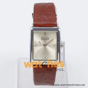 Elle Women’s Quartz Dark Brown Leather Strap Beige Dial 26mm Watch EL20026S02C