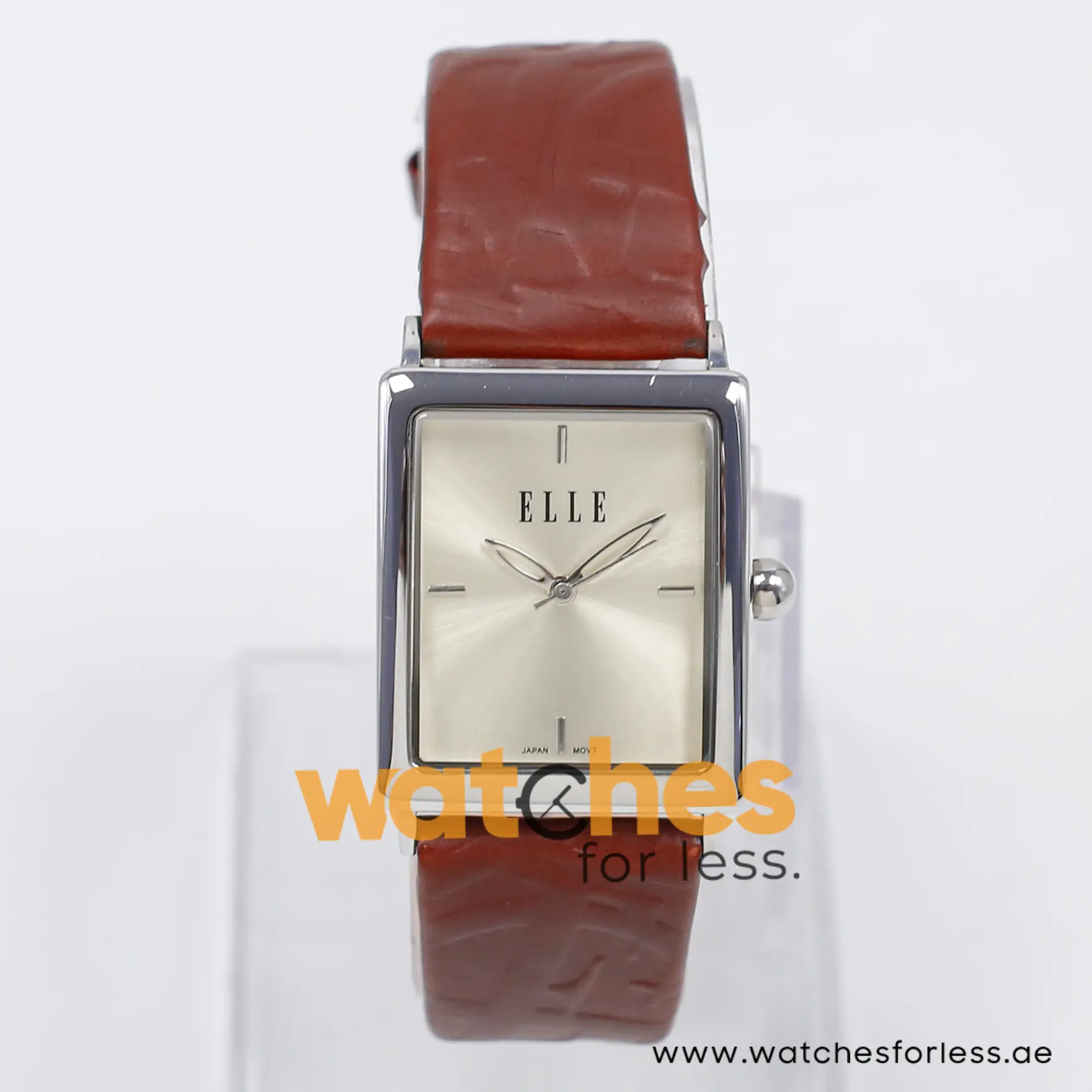 Elle Women’s Quartz Dark Brown Leather Strap Beige Dial 26mm Watch EL20026S02C