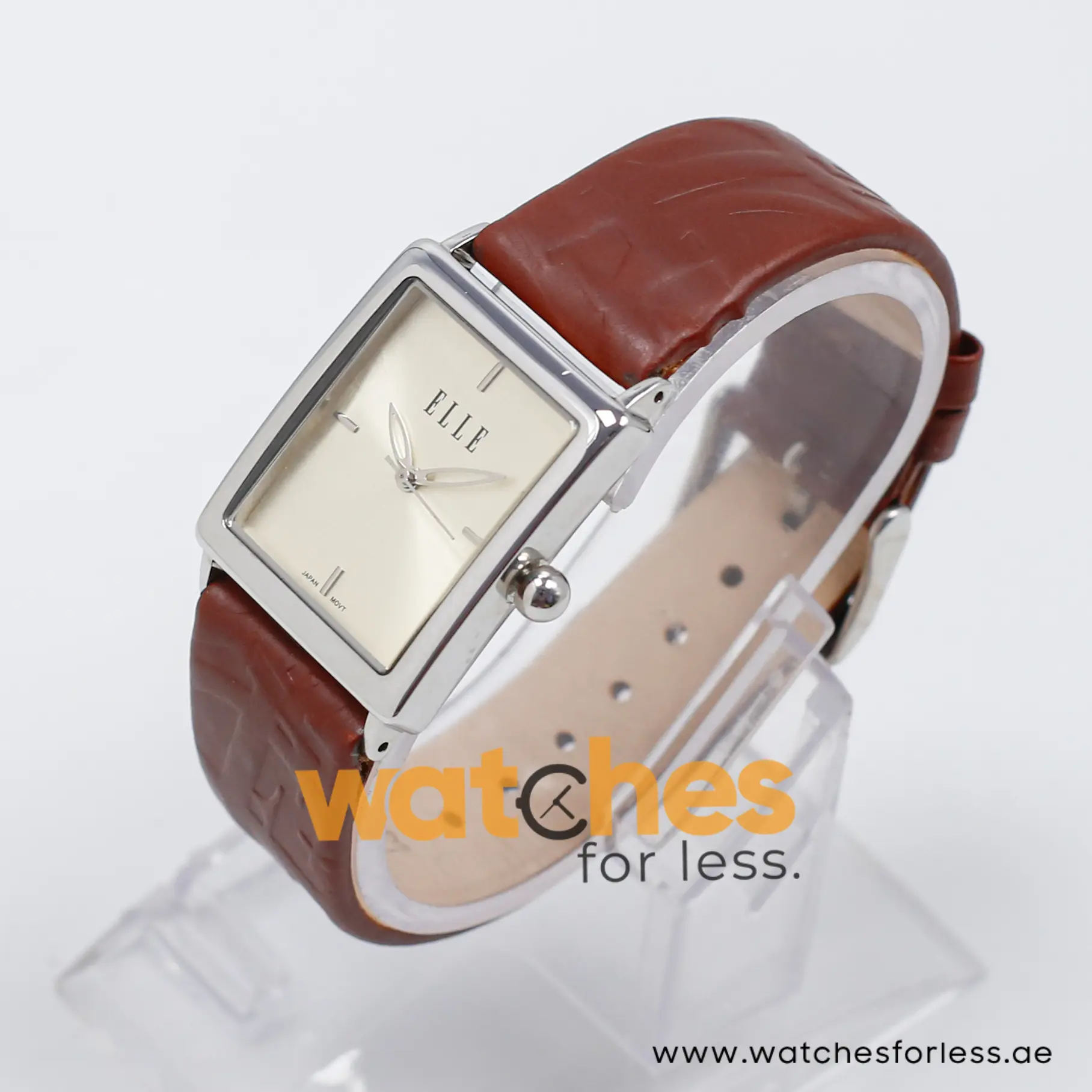 Elle Women’s Quartz Dark Brown Leather Strap Beige Dial 26mm Watch EL20026S02C