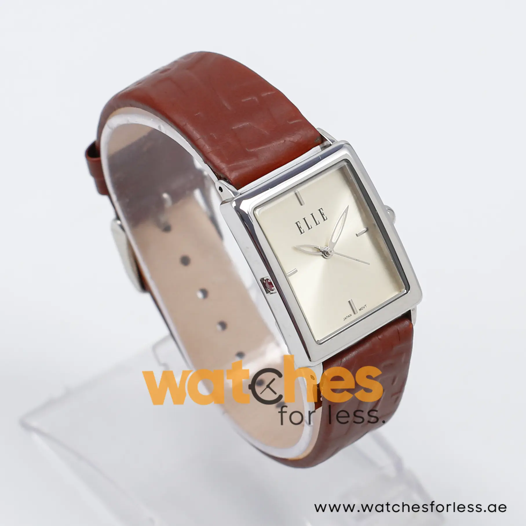 Elle Women’s Quartz Dark Brown Leather Strap Beige Dial 26mm Watch EL20026S02C