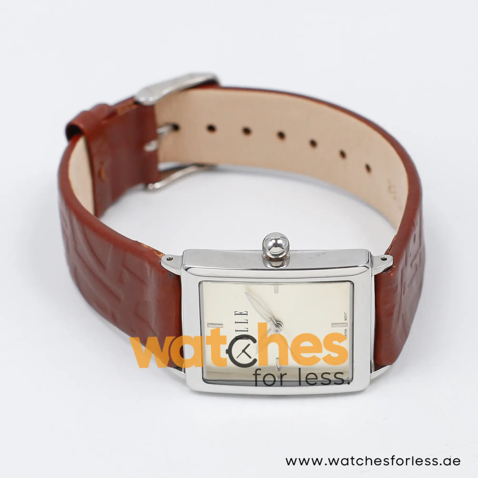 Elle Women’s Quartz Dark Brown Leather Strap Beige Dial 26mm Watch EL20026S02C