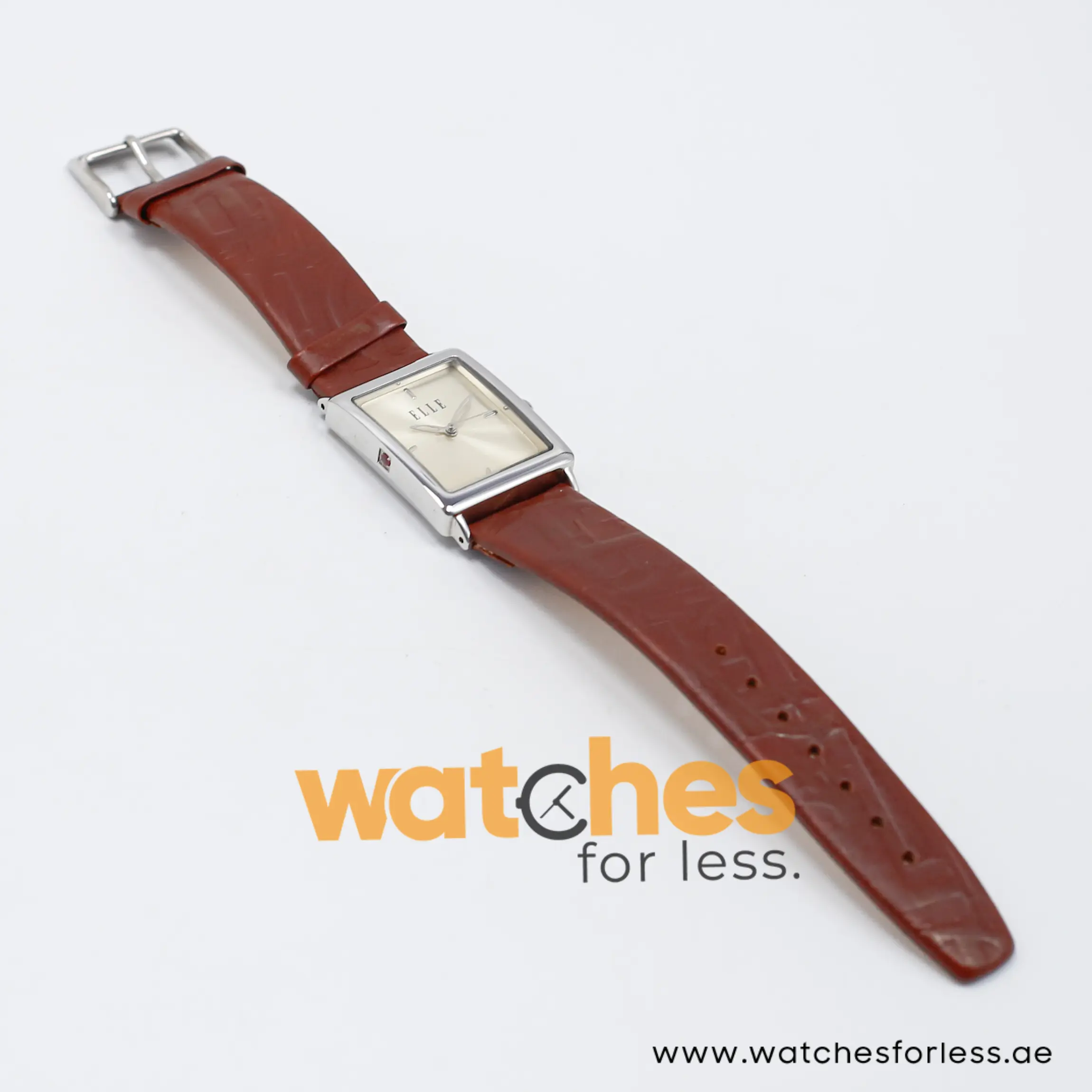 Elle Women’s Quartz Dark Brown Leather Strap Beige Dial 26mm Watch EL20026S02C