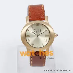 Elle Women’s Quartz Brown Leather Strap Champagne Dial 38mm Watch EL20030S04N