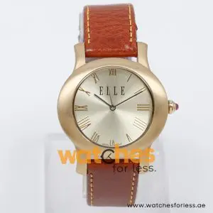 Elle Women’s Quartz Brown Leather Strap Champagne Dial 38mm Watch EL20030S04N