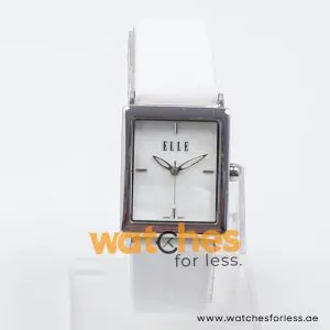 Elle Women’s Quartz White Leather Strap Mother Of Pearl Dial 26mm Watch EL20026S01C
