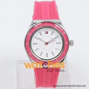 Tommy Hilfiger Women’s Quartz Pink Silicone Strap White Dial 36mm Watch 1781004