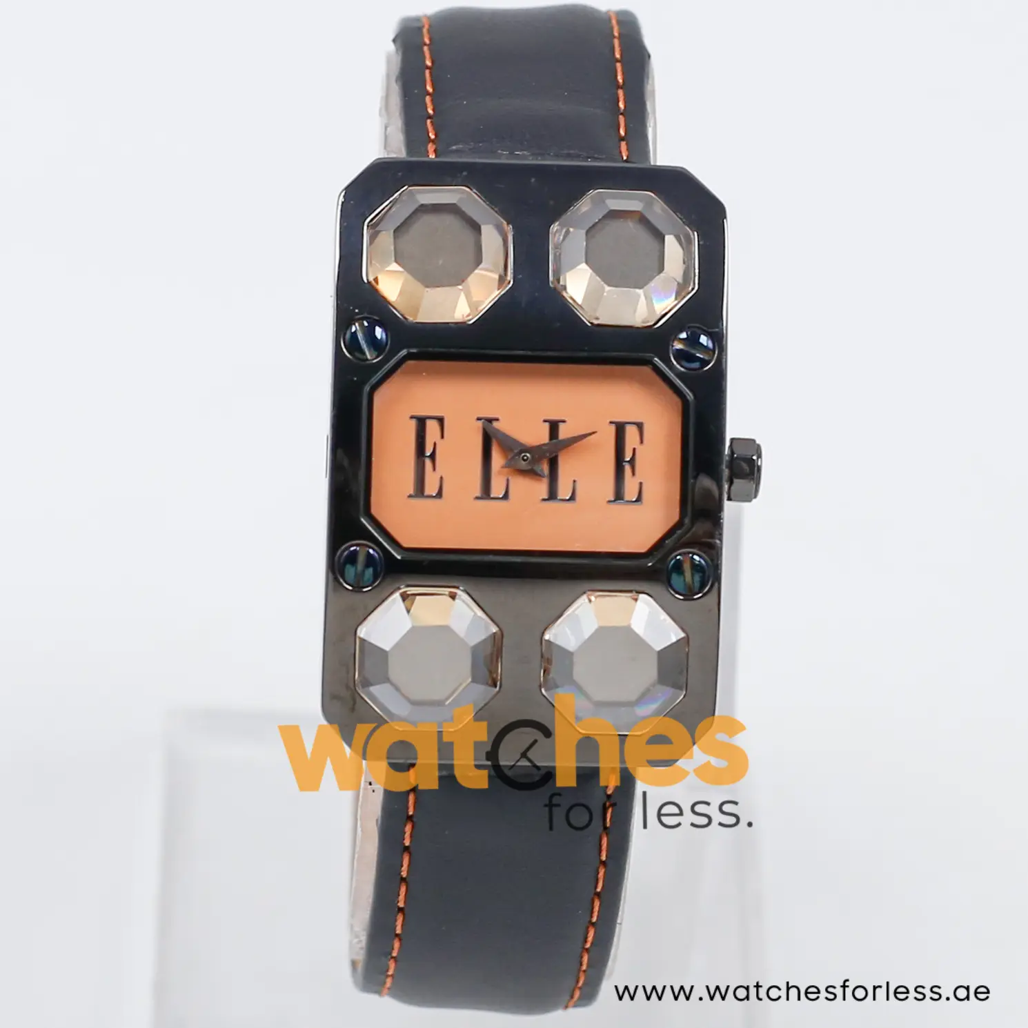 Elle Women’s Quartz Black Leather Strap Peach Dial 28mm Watch EL20072S03C