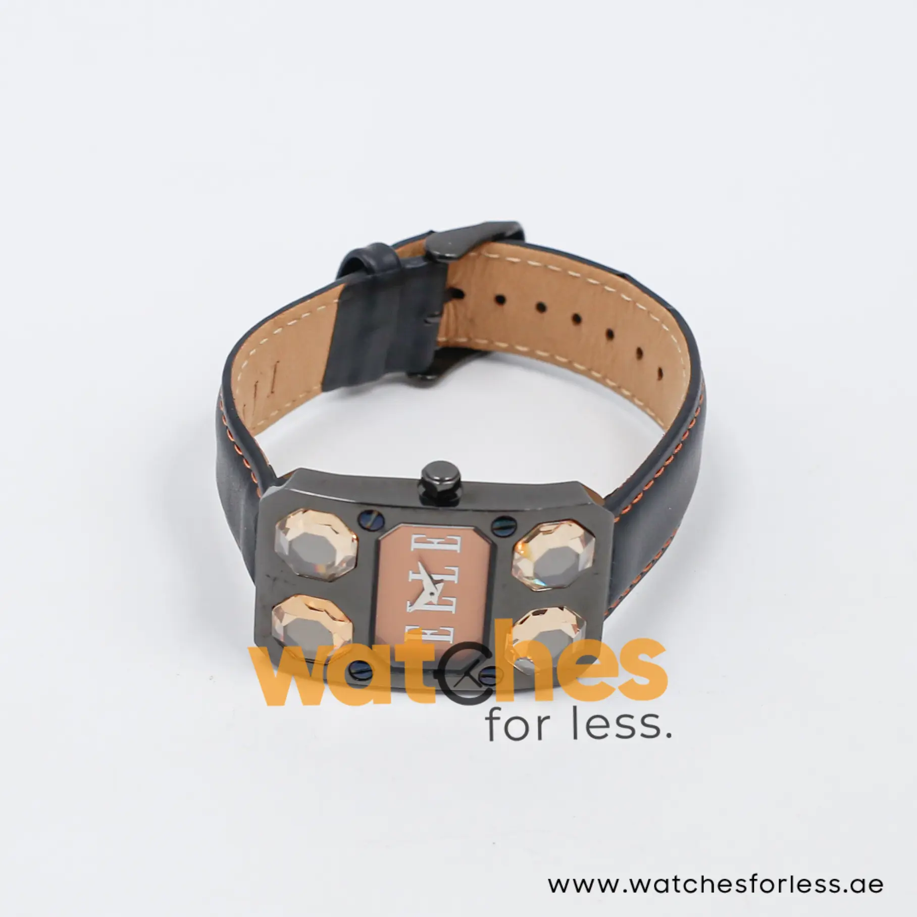 Elle Women’s Quartz Black Leather Strap Peach Dial 28mm Watch EL20072S03C