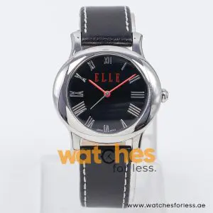 Elle Women’s Quartz Black Leather Strap Black Dial 38mm Watch EL20030S02N