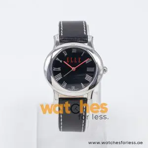 Elle Women’s Quartz Black Leather Strap Black Dial 38mm Watch EL20030S02N