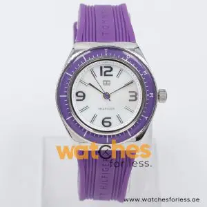 Tommy Hilfiger Women’s Quartz Purple Silicone Strap Mother Of Pearl Dial 37mm Watch 1781033