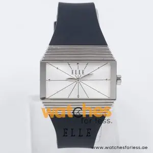 Elle Women’s Quartz Black Silicone Strap Silver Sunray Dial 37mm Watch EL20077P05C