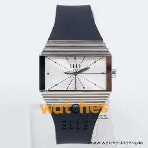 Elle Women’s Quartz Black Silicone Strap Silver Sunray Dial 37mm Watch EL20077P05C