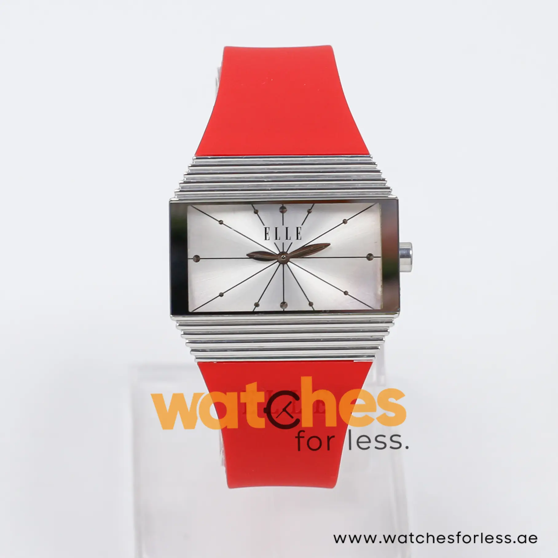 Elle Women’s Quartz Red Silicone Strap Silver Sunray Dial 37mm Watch EL29077P06C