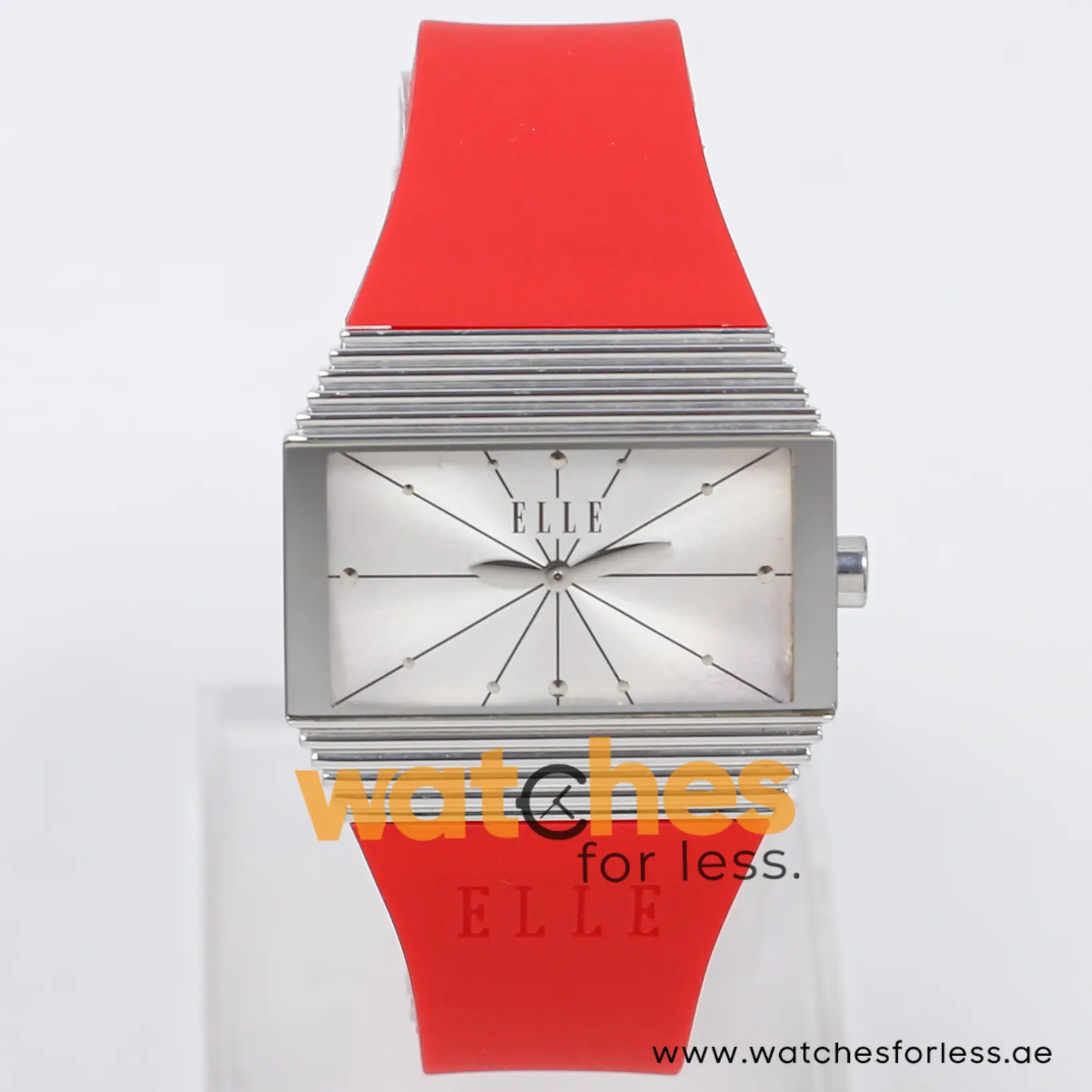 Elle Women’s Quartz Red Silicone Strap Silver Sunray Dial 37mm Watch EL29077P06C