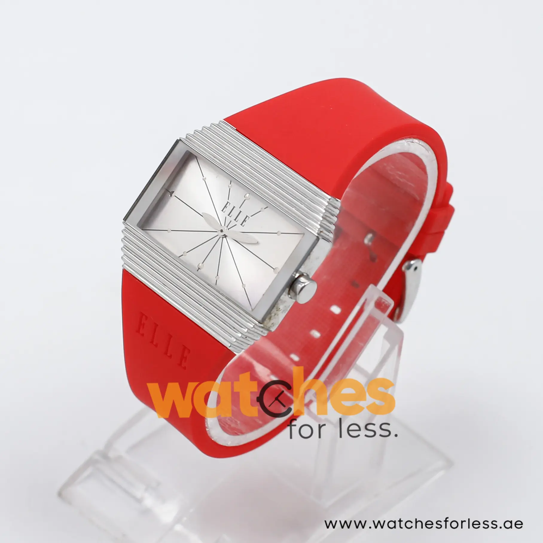 Elle Women’s Quartz Red Silicone Strap Silver Sunray Dial 37mm Watch EL29077P06C