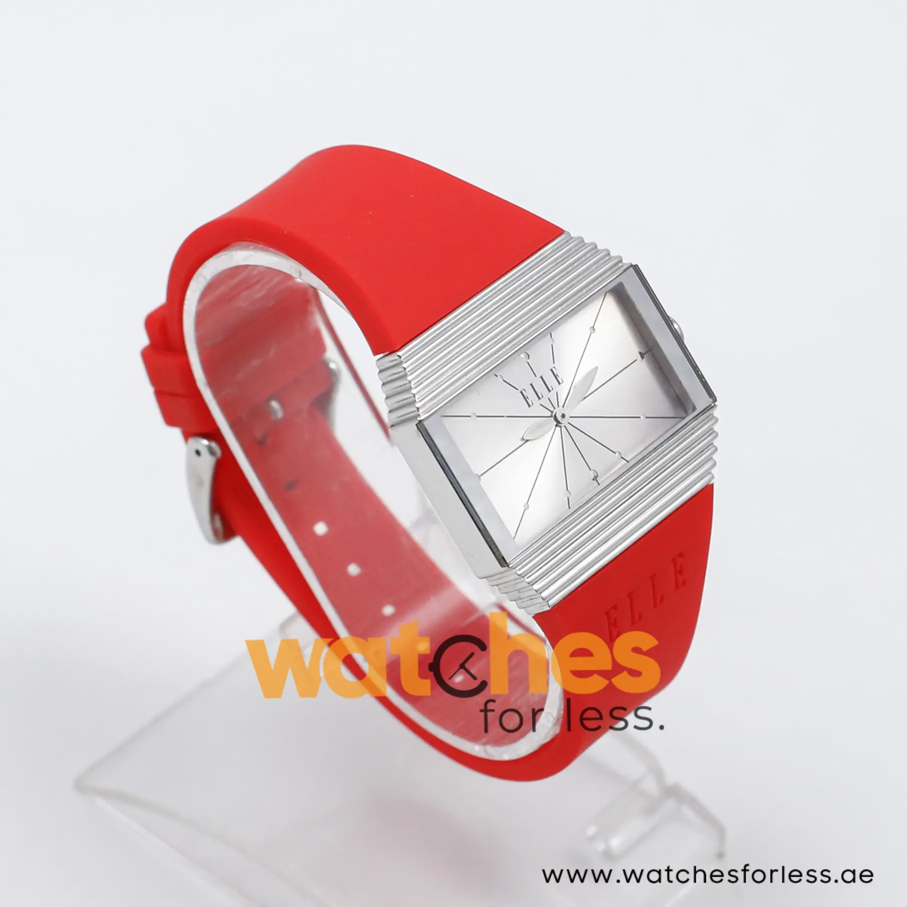 Elle Women’s Quartz Red Silicone Strap Silver Sunray Dial 37mm Watch EL29077P06C