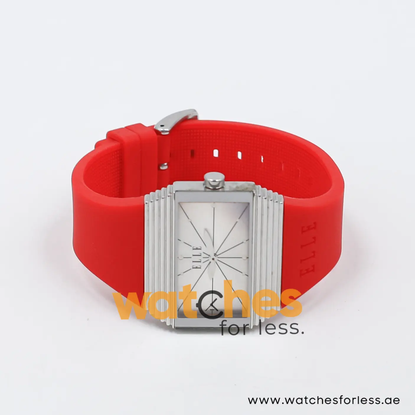 Elle Women’s Quartz Red Silicone Strap Silver Sunray Dial 37mm Watch EL29077P06C