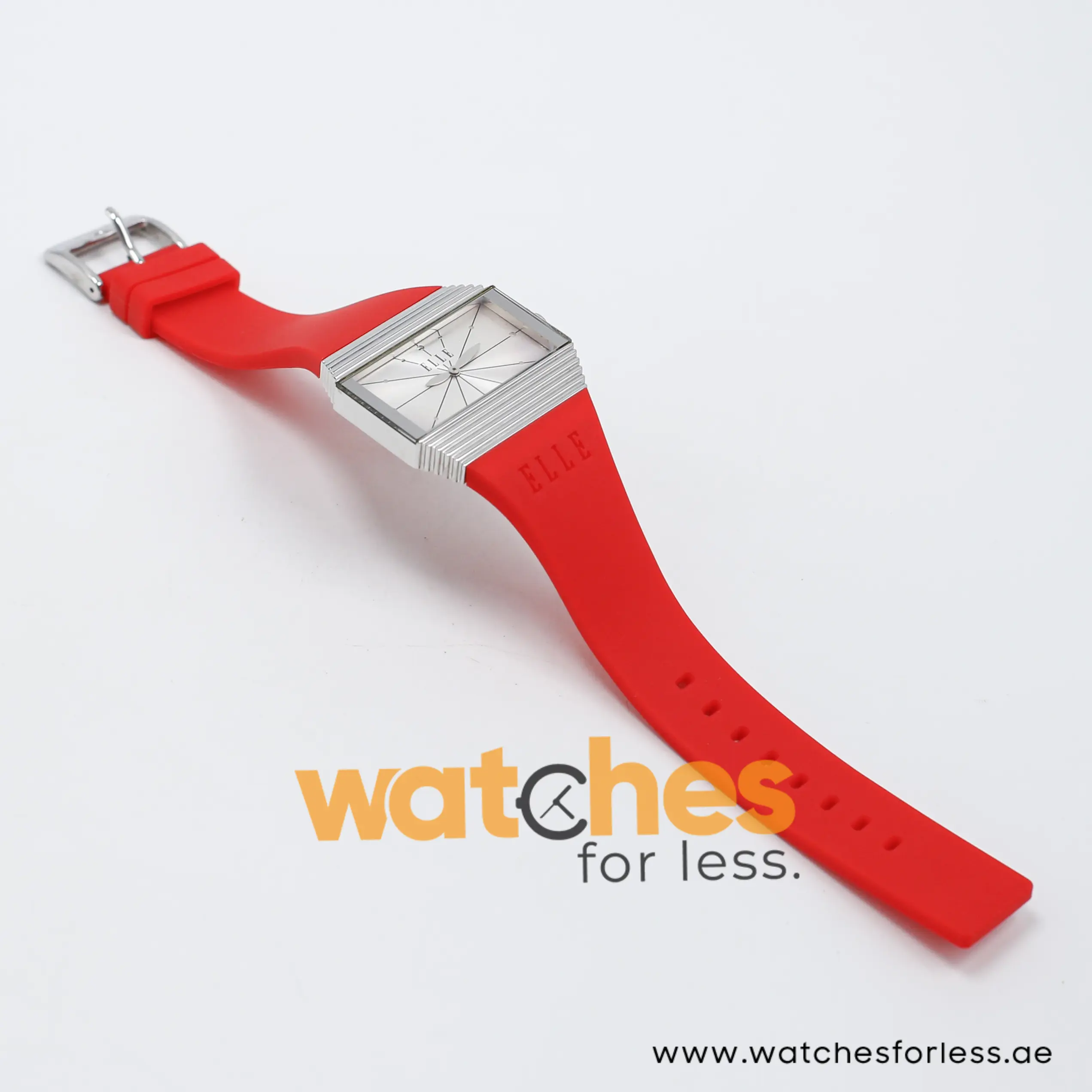 Elle Women’s Quartz Red Silicone Strap Silver Sunray Dial 37mm Watch EL29077P06C
