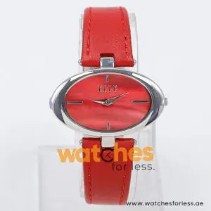 Elle Women’s Quartz Red Leather Strap Red Dial 40mm Watch EL20024S03C